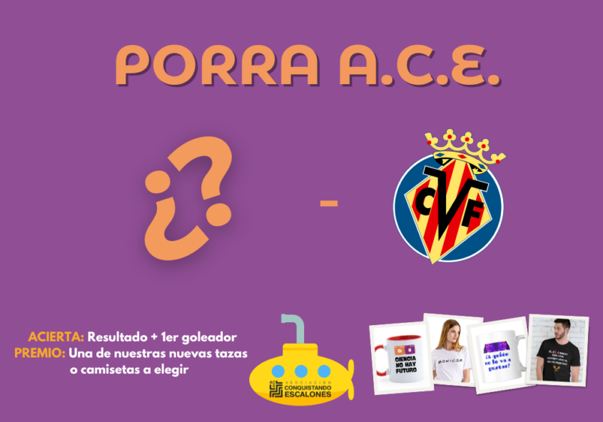 Porra Villarreal Asociacion Conquistando Escalones Gana camisetas y tazas con mensajes personalizados