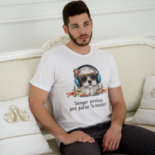camiseta blanca perro frontal