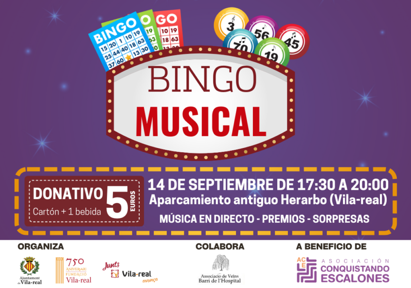 Bingo musical solidario a beneficio de Conquistando Escalones