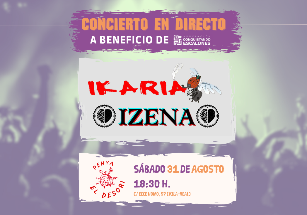 Concierto de Ikaria e Izena a favor de Conquistando Escalones en la peña El Desori