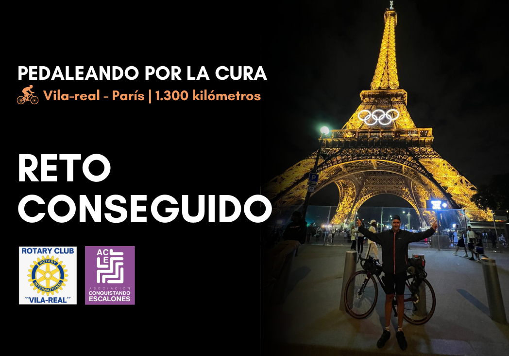 Reto conseguido vila-real parís en bicicleta pedaleando por la cura para conquistando escalones